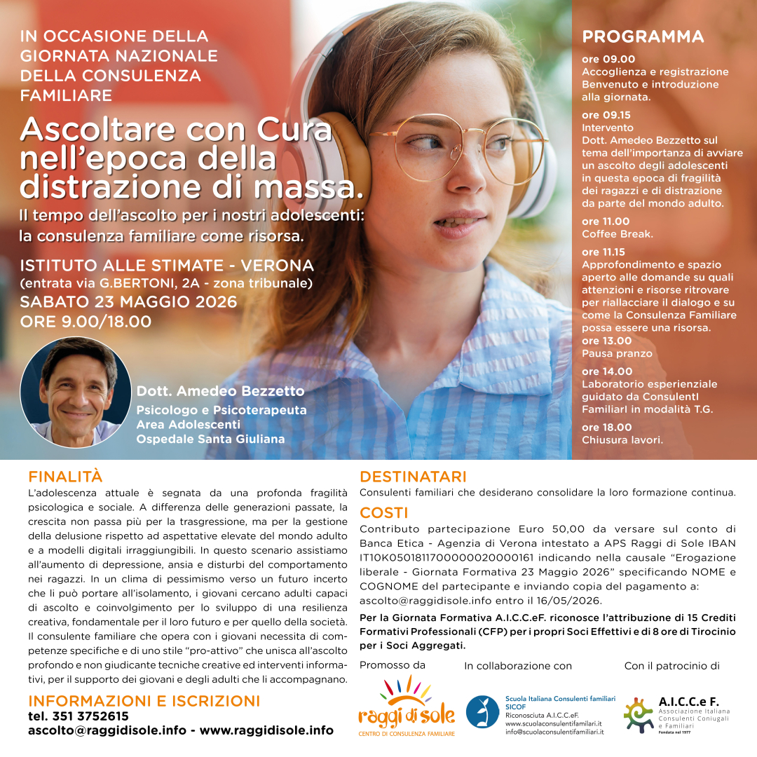 Locandina giornata formativa Ascoltare con cura