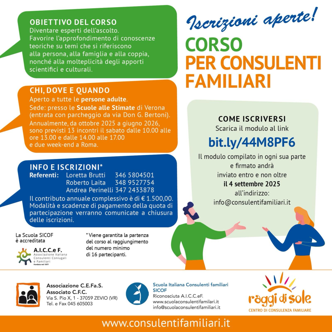 Corso per consulenti familiari Locandina corso consulenti familiari